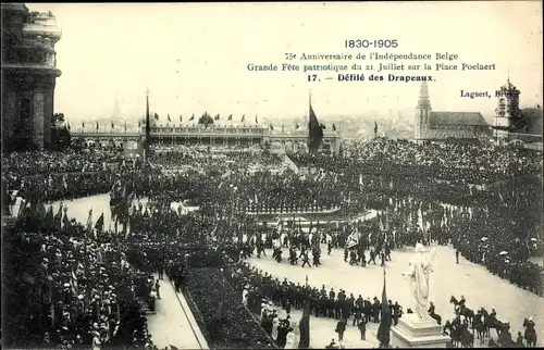 Ak Bruxelles Brüssel, 75e Anniversaire de l'Independance Belge, Defile des Drapeaux