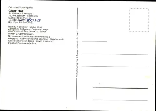 Ak Kastelruth Castelrotto Südtirol, Graf Hof, Innenansichten und Außenansicht