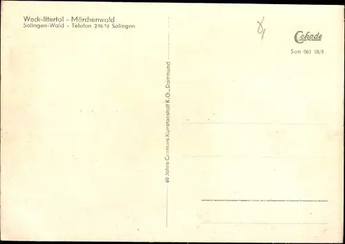 Ak Wald im Rheinl. Solingen, Ittertal Weck, Märchenwald, Gondelteich, Fontäne, Restaurant Oberbayern