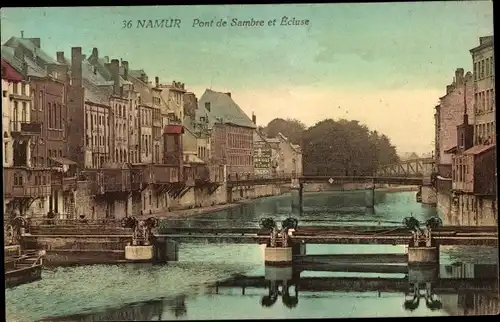 Ak Namur Wallonien, Pont de Sambre et Ecluse