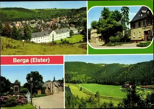 Ak Berga an der Weißen Elster Thüringen, Teilansicht, Bahnhofstraße, Schlossstraße, Elstertal