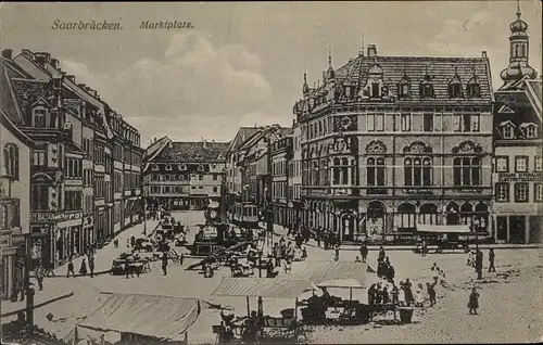 Ak Saarbrücken im Saarland, Marktplatz