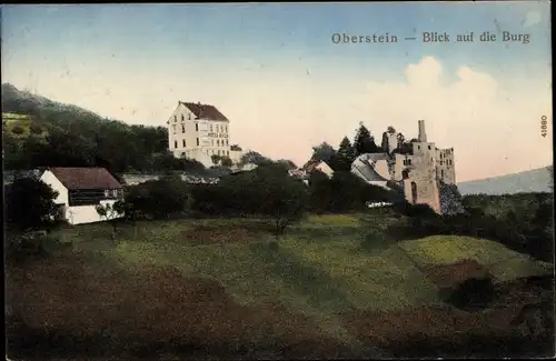 Ak Oberstein an der Nahe, Blick auf die Burg