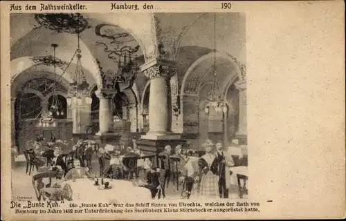 Ak Hamburg, Rathsweinkeller, die Bunte Kuh, Innenansicht