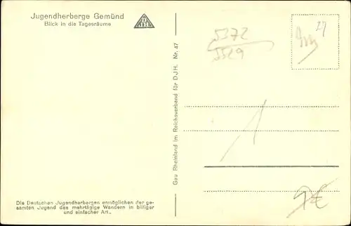 Ak Gemünd Schleiden in der Eifel, Jugendherberge, Blick in die Tagesräume