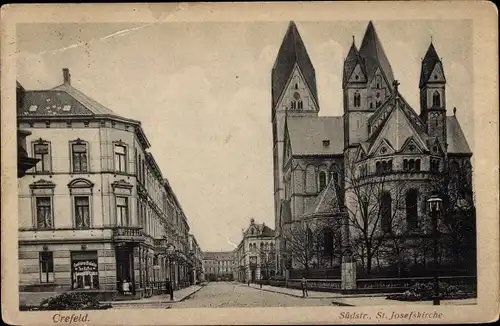 Ak Krefeld am Niederrhein, Südstraße, St. Josefskirche