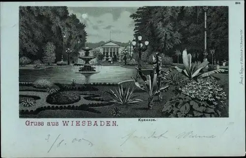 Mondschein Litho Wiesbaden in Hessen, Kurhaus