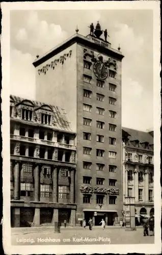 Ak Leipzig in Sachsen, Hochhaus am Karl-Marx-Platz