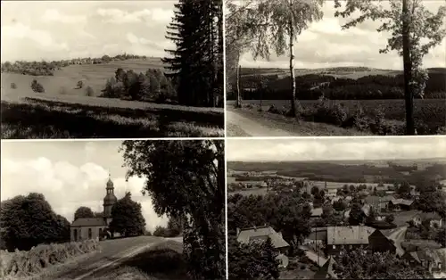 Ak Landwüst Markneukirchen im Vogtland, Umgebung, Kirche, Ortsansicht