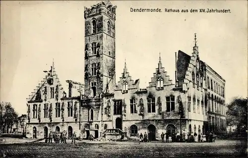 Ak Dendermonde Termonde Ostflandern, Rathaus aus dem XIV. Jahrhundert