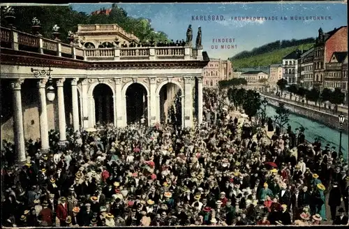 Ak Karlovy Vary Karlsbad Stadt, Frühpromenade am Mühlbrunnen
