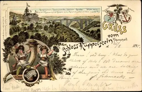 Vorläufer Litho Küppelstein Westhausen Remscheid im Bergischen Land, Schloss, Brücke