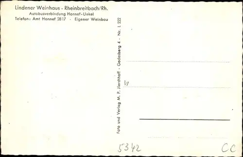 Ak Bad Honnef am Rhein, Panorama, Lindener Weinhaus