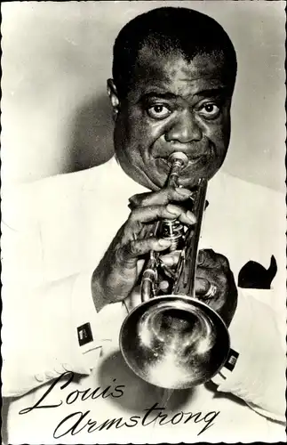 Ak Musiker Louis Armstrong, Portrait, Trompete