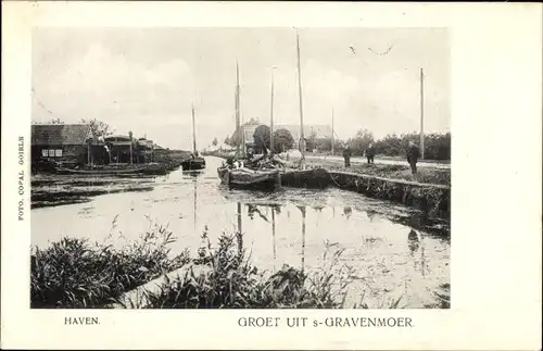 Ak 's-Gravenmoer Nordbrabant, Haven, Hafenpartie