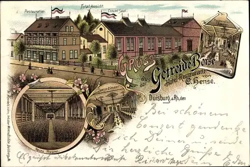 Litho Duisburg im Ruhrgebiet, Hotel Restaurant Getreidebörse, Innenansicht