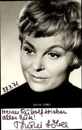 Ak Schauspielerin Bruni Löbel, Portrait, Autogramm