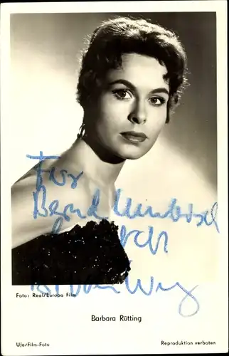 Ak Schauspielerin Barbara Rütting, Portrait, Autogramm