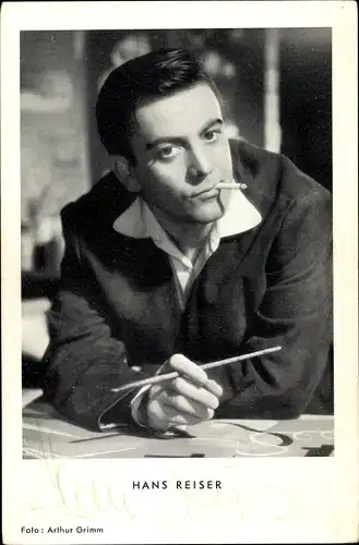 Ak Schauspieler Hans Reiser, Portrait, Autogramm, Zigarette