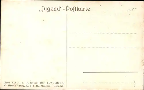 Künstler Ak Spiegel, F., Der Sonderling, Mann mit Flöte auf einem Baum, Vögel