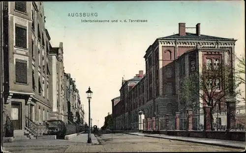 Ak Augsburg in Schwaben, Infanteriekaserne, v. d. Tann Straße