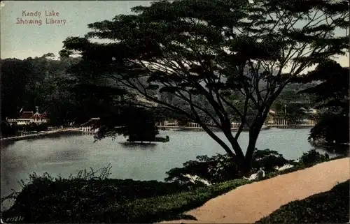 Ak Kandy Sri Lanka Ceylon, Kandy Lake, Showing Library