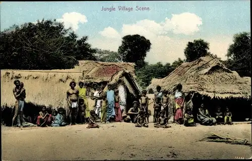 Ak Ceylon Sri Lanka, Jungle Village Scene