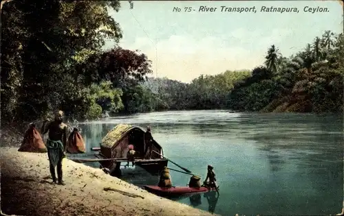 Ak Ratnapura Ceylon Sri Lanka, River Transport