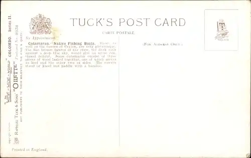 Künstler Ak Colombo Sri Lanka, Katamaran, Native Fishing boats