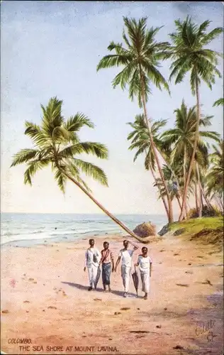 Künstler Ak Dehiwala Ceylon Sri Lanka, Sea Shore at Mount Lavinia, Tuck 8938