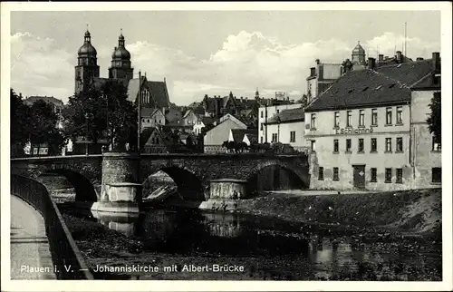 Ak Plauen im Vogtland, Johanniskirche mit Albert-Brücke