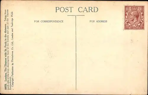 Ak London City England, the Thames with St. Paul's  in Distance, Panorama