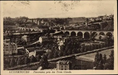 Ak Luxemburg Luxembourg, Panorama pris des Trois Glands