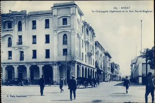 Ak Rabat Marokko, La Compagnie Algerienne et la Rue Dar el Maghzen