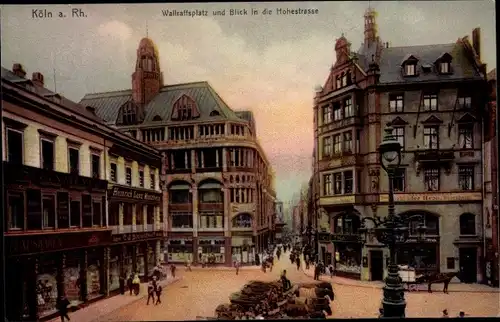 Ak Köln am Rhein, Wallraffsplatz und Blick in die Hohestraße, Geschäft Gebrüder Hepp, Passanten