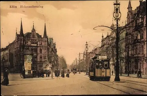 Ak Köln am Rhein, Hohenzollernring, Straßenbahn zum Dom, Litfaßsäule