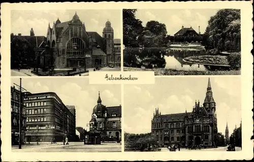 Ak Gelsenkirchen im Ruhrgebiet, Gebäude, Teilansichten, Teich