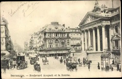 Ak Bruxelles Brüssel, Boulevard Anspach et la Bourse