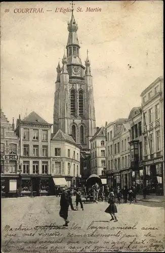 Ak Kortrijk Courtrai Westflandern, l'Eglise St. Martin