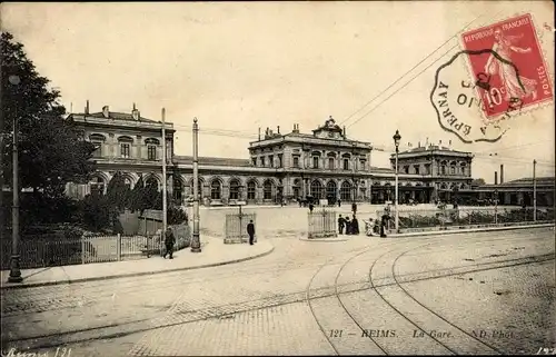 Ak Reims Marne, La Gare
