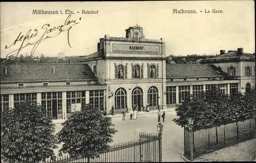 Ak Mulhouse Mülhausen Elsass Haut Rhin, Bahnhof