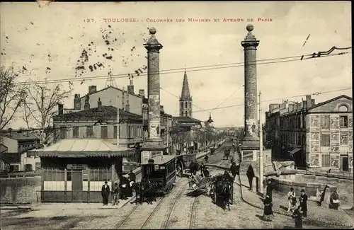 Ak Toulouse Haute Garonne, Colonnes des Minimes et Avenue de Paris