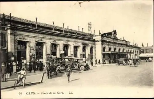 Ak Caen Calvados, Place de la Gare