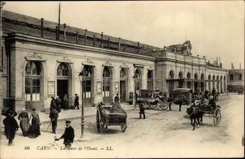 Ak Caen Calvados, La Gare d l'Ouest
