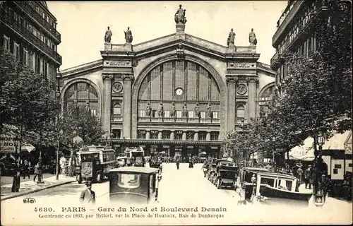 Ak Paris X Gare du Nord, Boulevard Denain