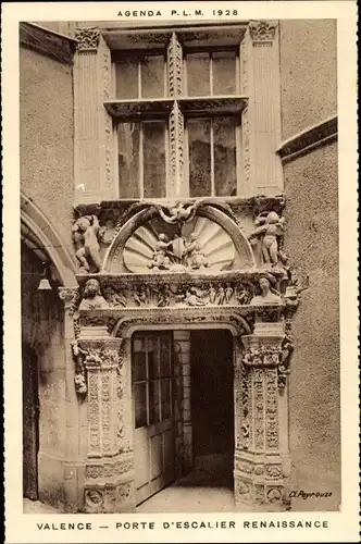 Ak Valence Drôme, Porte d'Escalier Renaissance