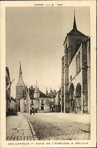 Ak Avallon Yonne, Tour de l'Horloge à Avallon, Turmuhr