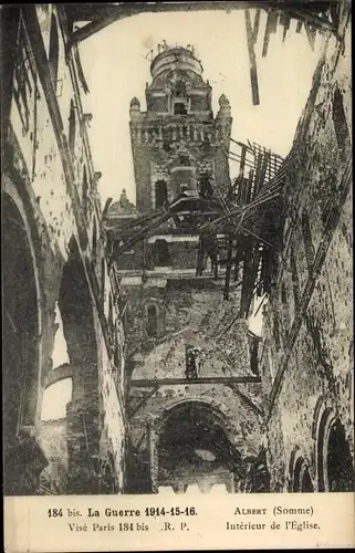 Ak Albert Somme, Interieur de l'Eglise, La Guerre 1914-16