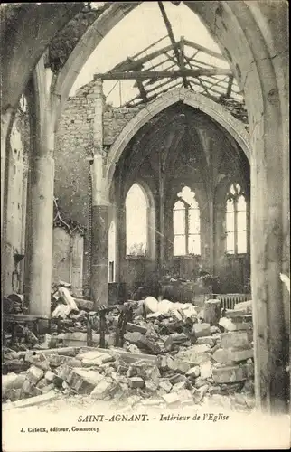 Ak Saint Agnant Meuse, Interieur de l'Eglise, Ruine