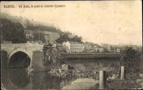 Ak Namur Wallonien, Le Pont de Jambes dynamite